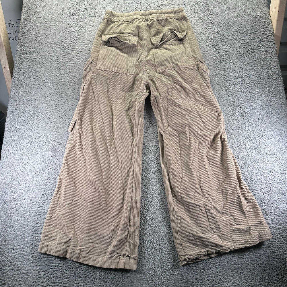 MNML Pant Mens L Brown Corduroy Cotton Cargo Wide-Leg Baggy Utility Workwear - Picture 5 of 12